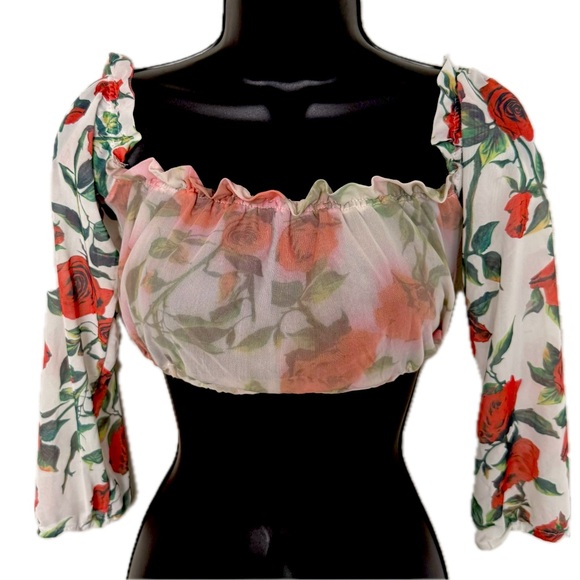 Tops - Floral Swimsuit Top / Crop Blouse – Size Small